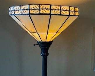 Bronze Mission Slag Floor Lamp Torchiere 71.25 in H x 11in Diameter at base.