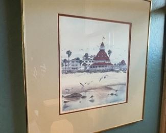 Signed Litho Hotel Del Coronado Litho John Yato Framed Lithograph Print Frame 26.25x24.25