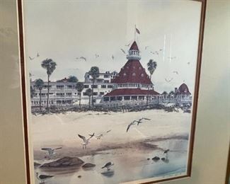 Signed Litho Hotel Del Coronado Litho John Yato Framed Lithograph Print Frame 26.25x24.25