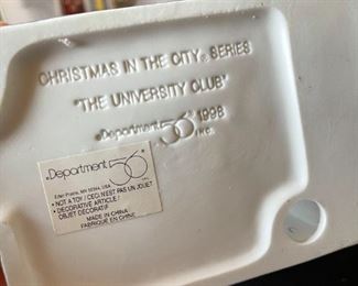 Dept. 56 The University Club Christmas in the City Series Department #58945 in Original Box 10 x 3.5 x 6.5 in HxWxD