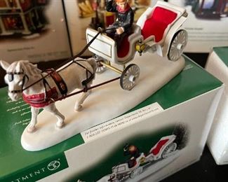 4 pc Dept. 56 Christmas in the City Series figurines. Visiting the nativity, to protect and to serve, handsome cab, picking out the Christmas tree