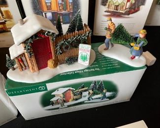 4 pc Dept. 56 Christmas in the City Series figurines. Visiting the nativity, to protect and to serve, handsome cab, picking out the Christmas tree