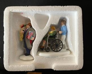 4pc Dept. 56 Christmas in the City figurines. Bringing home the baby, The city ambulance, Luigis gelato treats, fresh flowers for sale