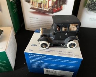 6pc Dept. 56 Christmas in the City Series. City taxi, 1919 Ford model T, city police car, radio city Rockettes, dressed for success, rest ye Merry gentlemen