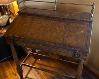 Thomasville Ernest Hemingway PaPa Writing Desk & Stool Collectors Set Desk: 55.5x44.25 x 26in<BR> Chair: 41” x 18” x 21” <BR>seat height: 31 HxWxD