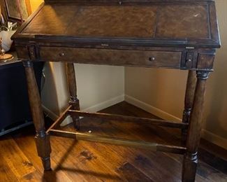 Thomasville Ernest Hemingway PaPa Writing Desk & Stool Collectors Set Desk: 55.5x44.25 x 26in<BR> Chair: 41” x 18” x 21” <BR>seat height: 31 HxWxD