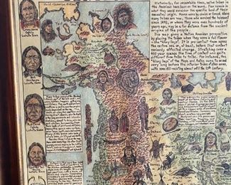Nakoma Map Native Tribes of North America Central America and the Caribbean framed print Frame: 31 x 25 in