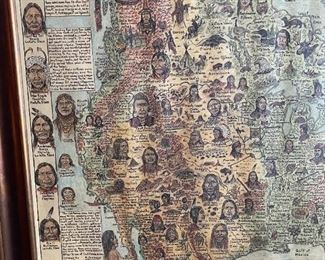 Nakoma Map Native Tribes of North America Central America and the Caribbean framed print Frame: 31 x 25 in