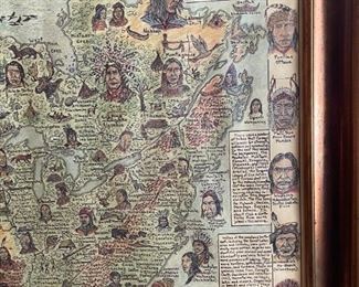 Nakoma Map Native Tribes of North America Central America and the Caribbean framed print Frame: 31 x 25 in