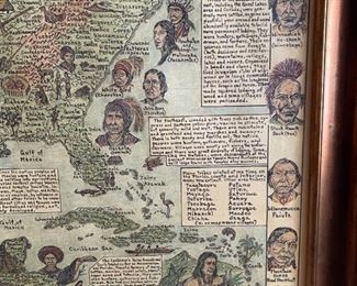 Nakoma Map Native Tribes of North America Central America and the Caribbean framed print Frame: 31 x 25 in
