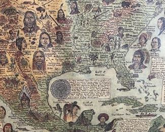 Nakoma Map Native Tribes of North America Central America and the Caribbean framed print Frame: 31 x 25 in