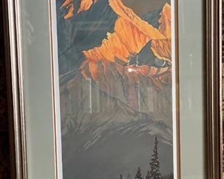 Signed Litho CHARLES GAUSE Framed Lithograph Print 123/300 1986 Frame: 30.5 x 13in