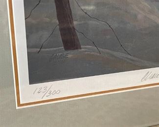 Signed Litho CHARLES GAUSE Framed Lithograph Print 123/300 1986 Frame: 30.5 x 13in