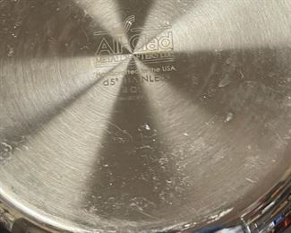 All-Clad D5 Stainless Steel 4QT Sauté Pan with Lid 11.5 inches diameter 3.5 inches deep from handle to handle 22 inches