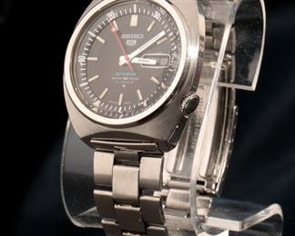 1969 Vintage SEIKO 5 Sport 6119 6020 Automatic Day/Date Watch Blue Face Case: 38x40mm