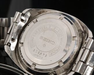 1969 Vintage SEIKO 5 Sport 6119 6020 Automatic Day/Date Watch Blue Face Case: 38x40mm