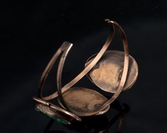 Vintage Navajo Silver & 3 Stone Turquoise Cuff Bracelet Native American Size: 6.25in Center-stone: 23x14mm