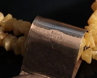 Judi Yates Southwest Sterling Silver & Stone Bear Necklace Double Strand Choker J. Length: 17in Centerpiece: 43x66mm