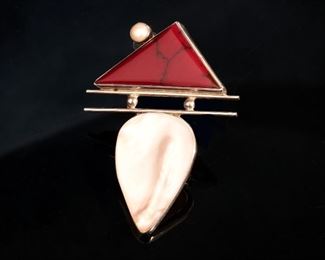 Judi Yates Sterling Silver & Stone Modern Pendant 74x56mm