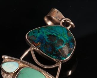 Judi Yates Sterling Silver & Turquoise Modern Pendant 63x43mm