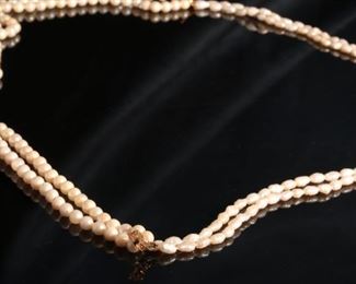 4-Strand Baroque & Traditional Pearl Necklace 14k Gold Clasp Length: 17.5in Round Pearl: 6mm