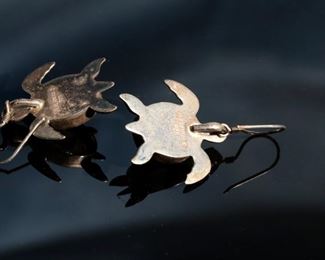 ZEALANDIA 925 Sterling Silver Fossil Sea Turtle Earrings 32x31mm