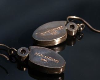 Vintage Zealandia Sterling Silver Carved Woman Warrior Earrings 32x14mm