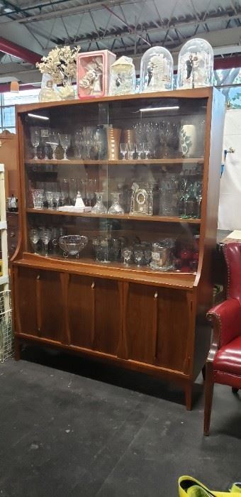 MCM Mid Century Solid Wood 50,25"W x 16"D x 68.25"H Glass Door China Cabinet WAS $1195  NOW $995