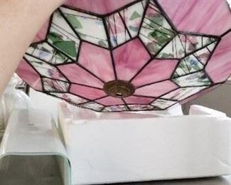15.5"Diameter x 8.5"H Gorgeous Leaded Stain Glass Shade Call