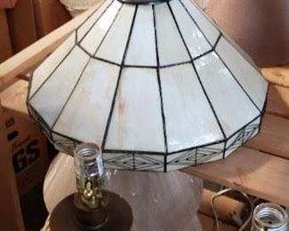 16" Diameter x 10.5"H Nice Leaded Stain Glass Shade Call
