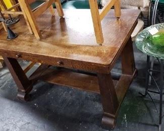 Antique Solid Burled Wood Mission Style Desk 47.75"W x 28"D x 29"H WAS $395 NOW $295