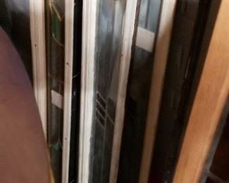 (4) Assorted Framed Leaded Glass Panels 33.5"H x 4"W Low E Double Pane (3) Match Was $150 Each Now $100 ea