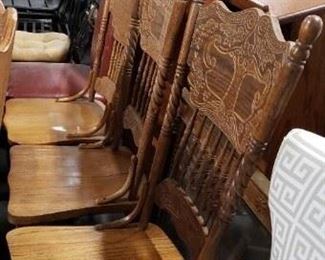 (4) Solid Wood Carved Amish Chairs 18"W x 17.5"D
Floor to Seat 18"H WAS $395 NOW $350