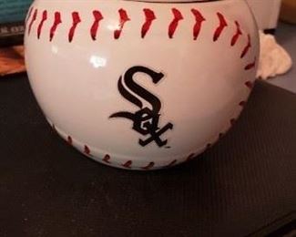 New 4" Chicago White Sox Ceramic Baseball Shaped bowl with lid with tags $15 each 2 for $25