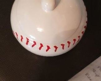 New 4" Chicago White Sox Ceramic Baseball Shaped bowl with lid with tags $15 each 2 for $25