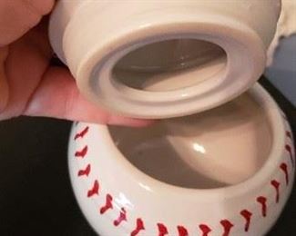 New 4" Chicago White Sox Ceramic Baseball Shaped bowl with lid with tags $15 each 2 for $25