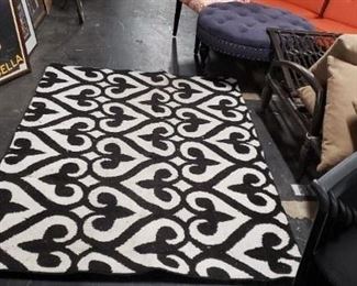 Black & White Heart Rug 83" x 58.5" WAS $50 NOW $40