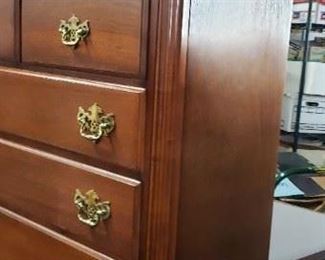 American Drew American Independence Collection 2 pc. 12 Drawer Queen Anne Style High Boy Chest (near Mint Cond) from Walter E Smithe Furniture 83"H to top of finial x 38.25"W x 18"D  WAS $1795 Now $1500