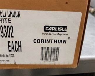 (6) Carlisle Corinthian White #6993 Tulip Round Deli 5 lb Crock Melamine NOS Discontinued WAS $85 NOW $60 per case
