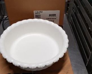 (6) Carlisle Corinthian White #6993 Tulip Round Deli 5 lb Crock Melamine NOS Discontinued WAS $85 NOW $60 per case