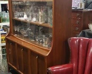 MCM Mid Century Solid Wood 50,25"W x 16"D x 68.25"H Glass Door China Cabinet WAS $1195  NOW $995