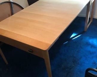 Vintage Saginaw Furniture Shops Mid Century EXPAND-O-MATIC Desk Dining Table with 4 leafs and chair 40"W x 21"D x 30" tall. Each leaf is 15" x 40" so add 4 leaves and now you have 40" x 81 WAS $495 NOW $450
