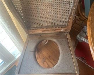 Rare Antique Solid Carved Wood Primitive Adult Commode Double Seat Chair WAS $295 NOW $250