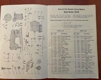 Kenmore Electric Rotary Sewing Machine in Cabinet with Chair, Accessory rack, manuals & Pamphlets Closed 29"W x 19.5"D x 30"H Opened 58"W Call