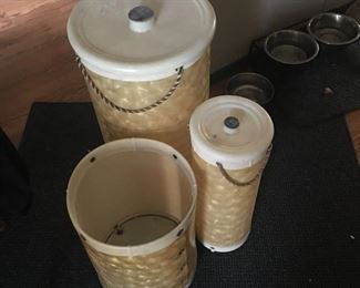 Vintage 3 pc MCM Tuppercraft by Tupperware Hamper, Waste Basket & Toilet Paper Roll Holder WAS $195 NOW $175 for set