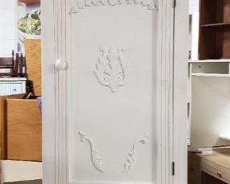 White Painted Ornate Tall Cabinet 24"W x 12"D x 45"H WAS $195 NOW $160