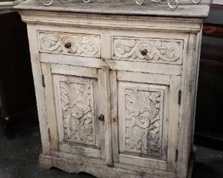 Antique 2 drawer 2 door Shabby Chic Cabinet 34"W x 13.75"D x 36"H Call