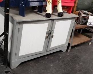 Wainscot Custom Gray & White solid wood 2 door indoor outdoor storage cabinet with latch 42"W x 24"D x 26.5"H WAS $195 NOW $150