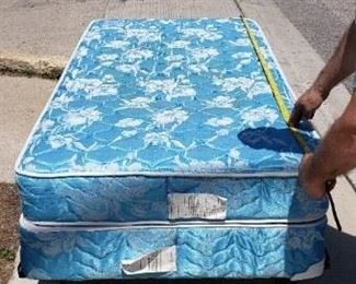 74" Long x37.5"W Serta Premium Choice Twin Mattress, Box Spring & Frame on wheels WAS $150 NOW $125