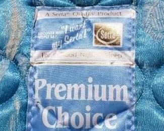 74" Long x37.5"W Serta Premium Choice Twin Mattress, Box Spring & Frame on wheels WAS $150 NOW $125